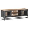 TV Stand Gray 47.2"x11.8"x15.7" Solid Wood Acacia and Steel