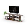 FurnisHome Store Mid Century Modern Tv Stand 4 Shelves Open Storage Entertainment Centre 68 inch Tv Unit, Walnut/Chrome