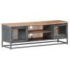 TV Stand Gray 47.2"x11.8"x15.7" Solid Wood Acacia and Steel