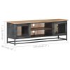TV Stand Gray 47.2"x11.8"x15.7" Solid Wood Acacia and Steel