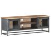 TV Stand Gray 47.2"x11.8"x15.7" Solid Wood Acacia and Steel